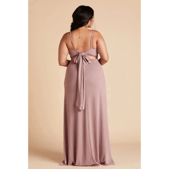 NWT Birdy Grey Benny Bridesmade Wedding Dress Crepe Tie Back Dark Mauve Large - Picture 2 of 6